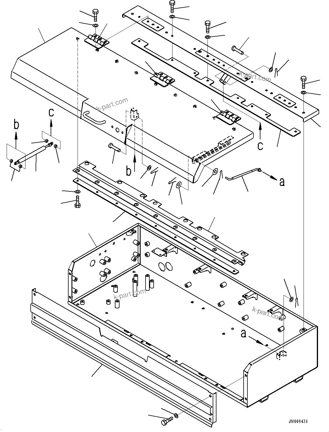 Komatsu parts book diagram for HD605-10 S/N 60001-UP: BATTERY BOX, BATTERY BOX(#60001-)