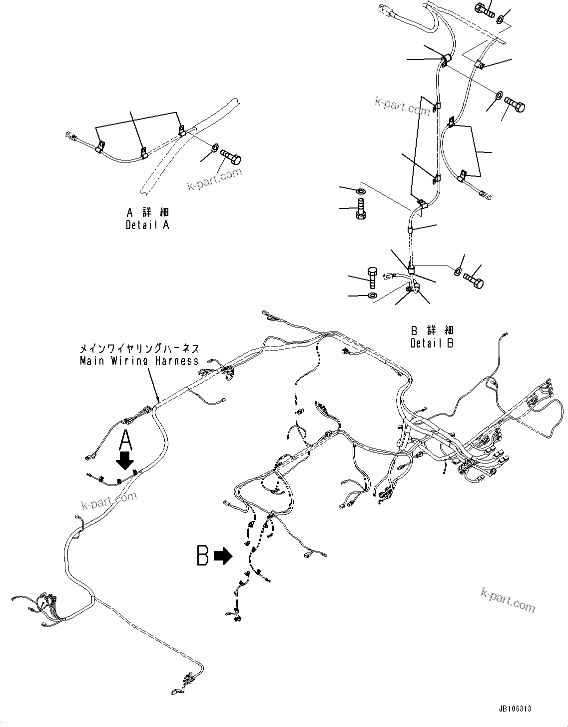 Komatsu parts book diagram for HD605-10 S/N 60001-UP: ELECTRIC SYSTEM, MOUNTING PARTS (14/14)(#60001-)