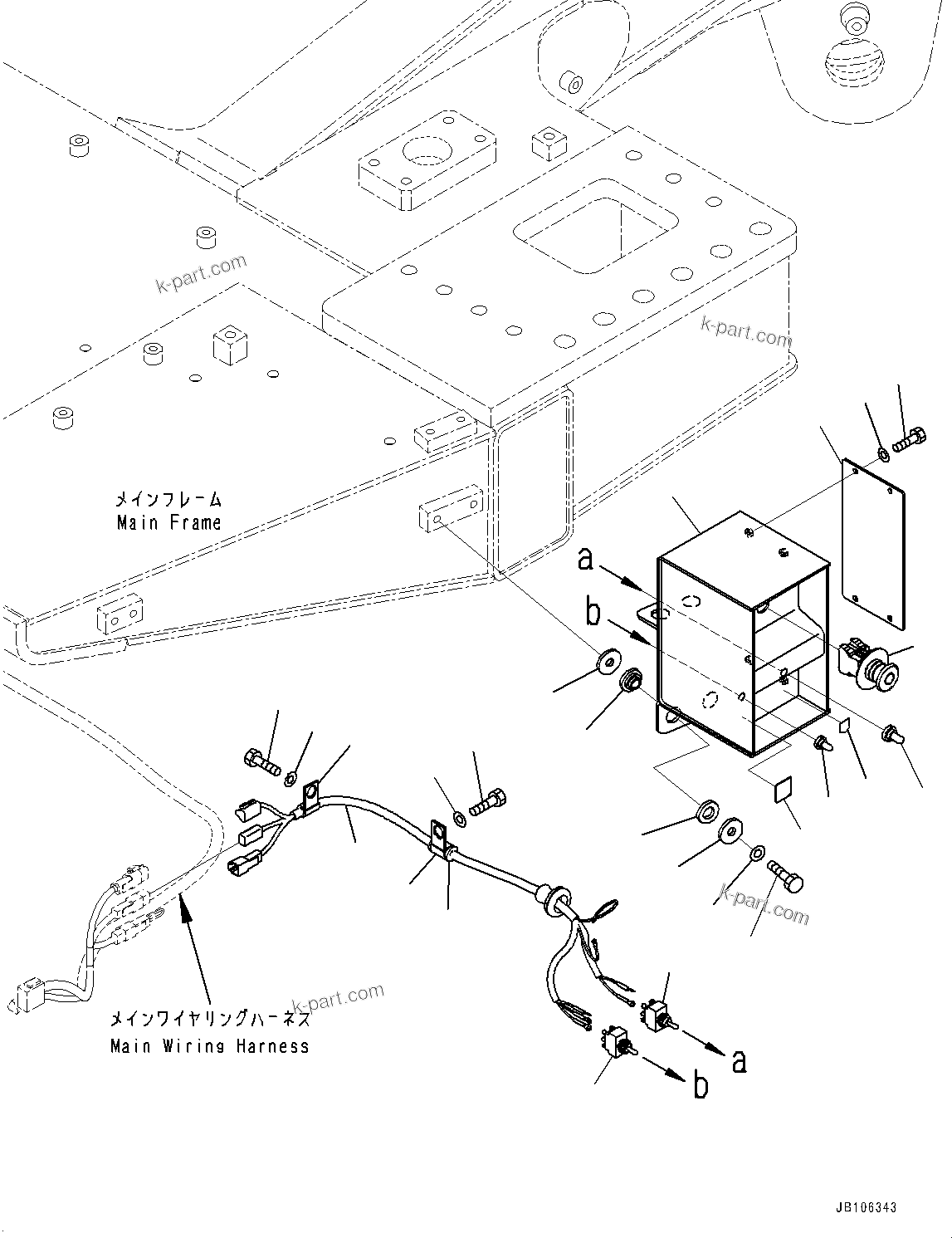 Komatsu parts book diagram for HD605-10 S/N 60001-UP: SWITCH BOX, (#60001-)