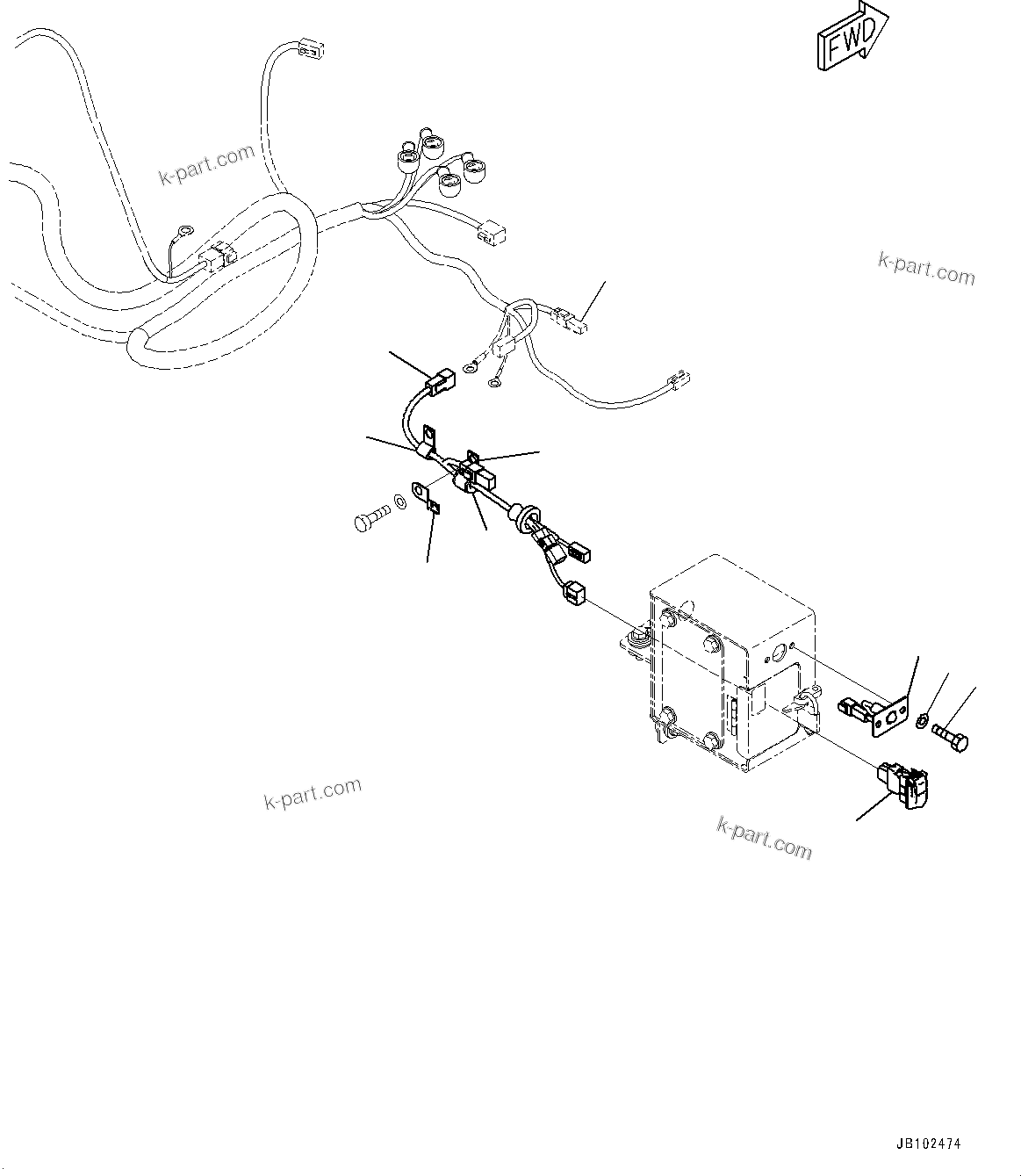 Komatsu parts book diagram for HD605-10 S/N 60001-UP: MACHINE LOCKOUT SWITCH, SWITCH(#60001-)