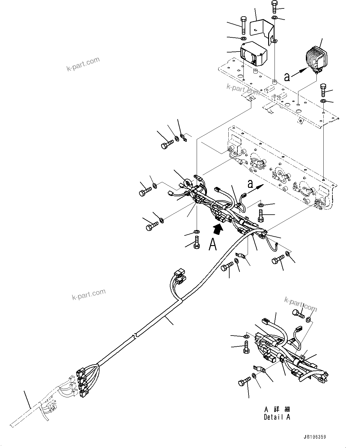 Komatsu parts book diagram for HD605-10 S/N 60001-UP: REAR COMBINATION LAMP AND BACKUP ALARM, REAR WORKING LAMP AND BACKUP ALARM(#60001-)