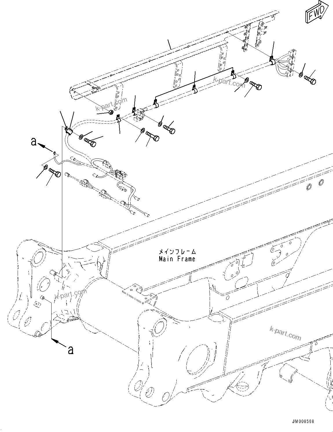 Komatsu parts book diagram for HD605-10 S/N 60001-UP: REAR COMBINATION LAMP AND BACKUP ALARM, MOUNTING PARTS (1/2)(#60001-)
