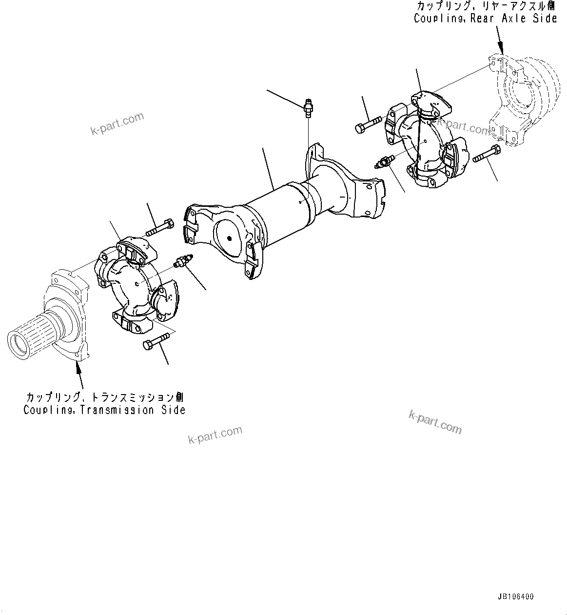 Komatsu parts book diagram for HD605-10 S/N 60001-UP: REAR DRIVE SHAFT, (#60001-)