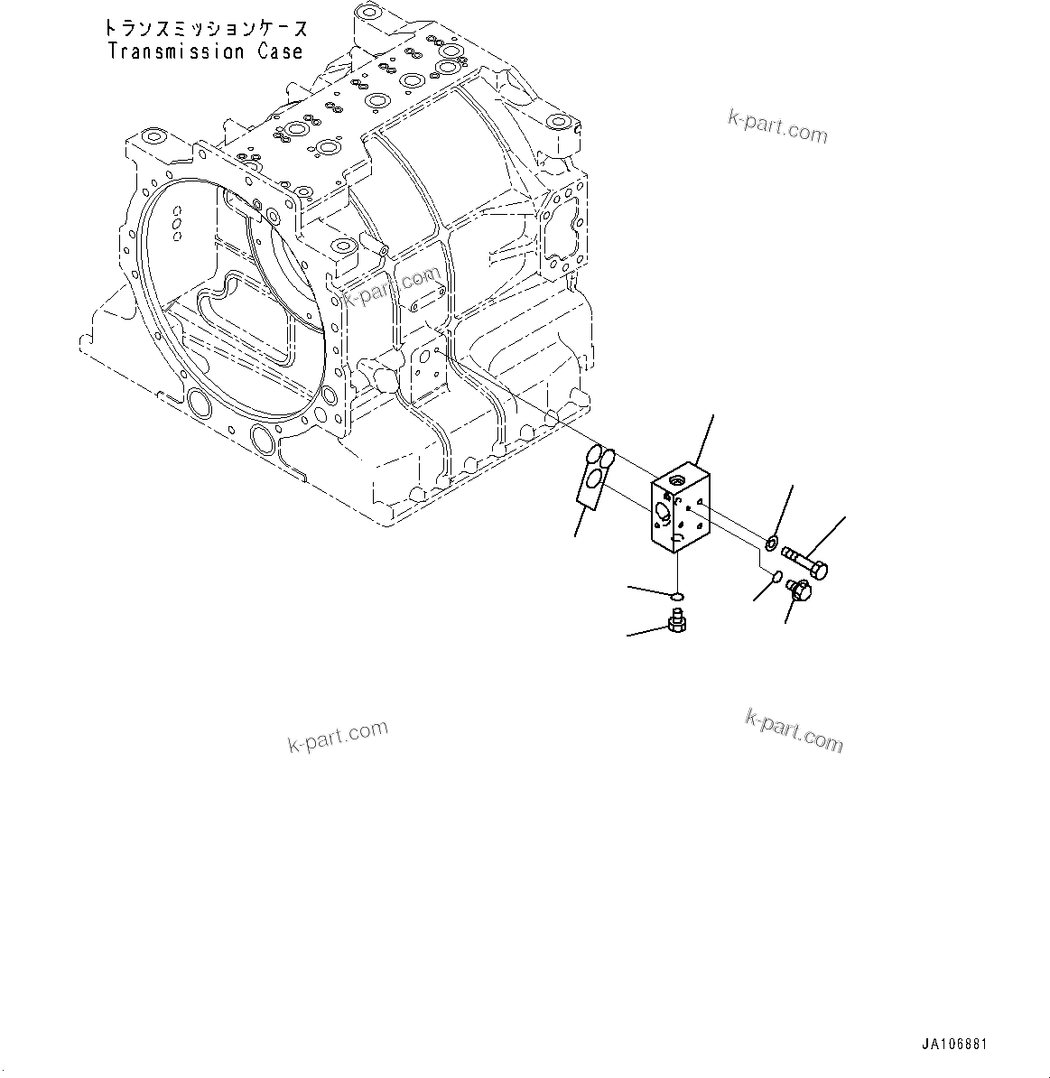 Komatsu parts book diagram for HD605-10 S/N 60001-UP: TORQUE CONVERTER AND TRANSMISSION, MAIN FLOW SELECTOR VALVE(#60001-)