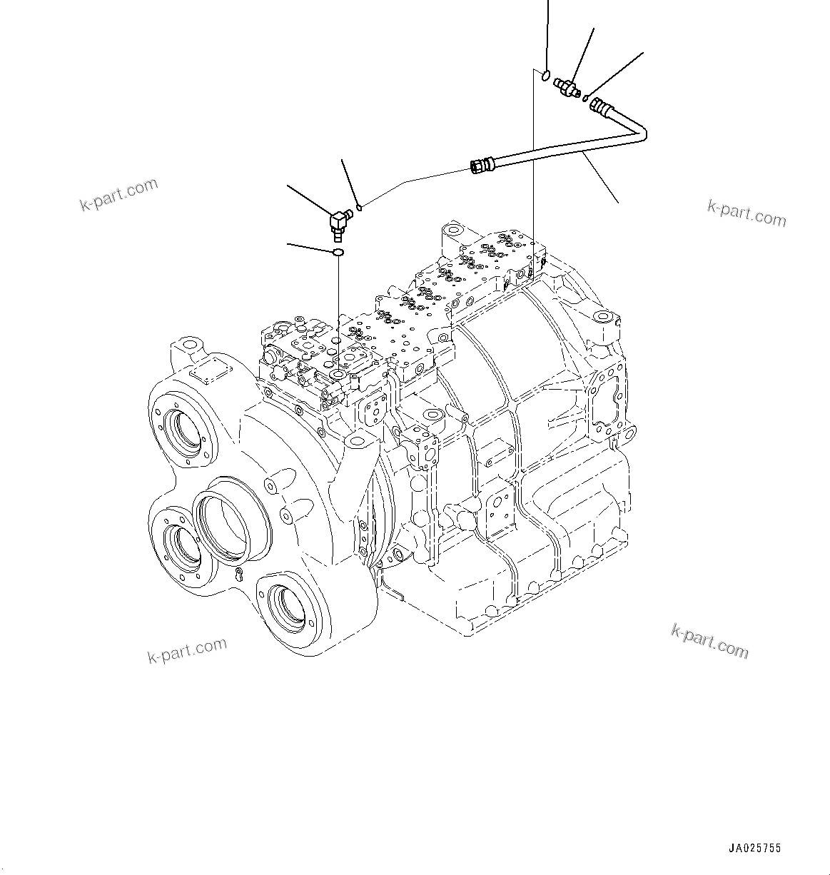 Komatsu parts book diagram for HD605-10 S/N 60001-UP: TORQUE CONVERTER AND TRANSMISSION, TUBE(#60001-)