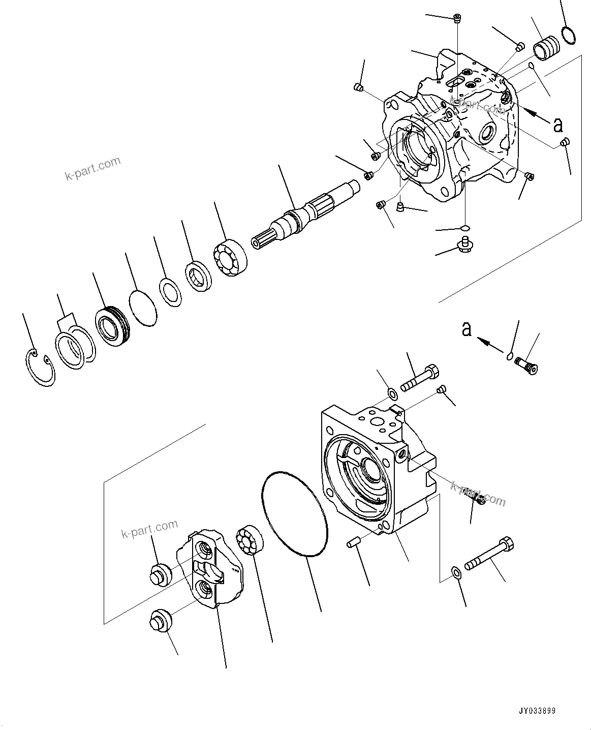 Komatsu parts book diagram for HD605-10 S/N 60001-UP: TORQUE CONVERTER AND TRANSMISSION, PISTON PUMP (5/14) (STEERING AND HOIST PUMP)(#60001-)