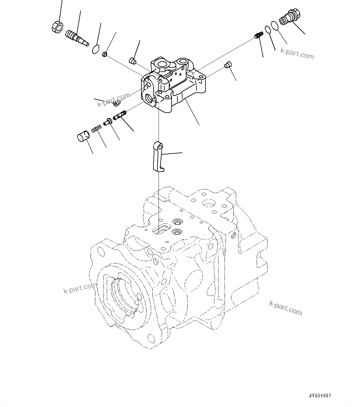 Komatsu parts book diagram for HD605-10 S/N 60001-UP: TORQUE CONVERTER AND TRANSMISSION, PISTON PUMP (12/14) (RADIATOR FAN PUMP)(#60001-)