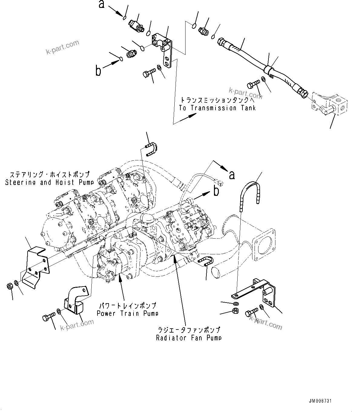 Komatsu parts book diagram for HD605-10 S/N 60001-UP: TORQUE CONVERTER AND TRANSMISSION, BRACKET (2/2)(#60001-)