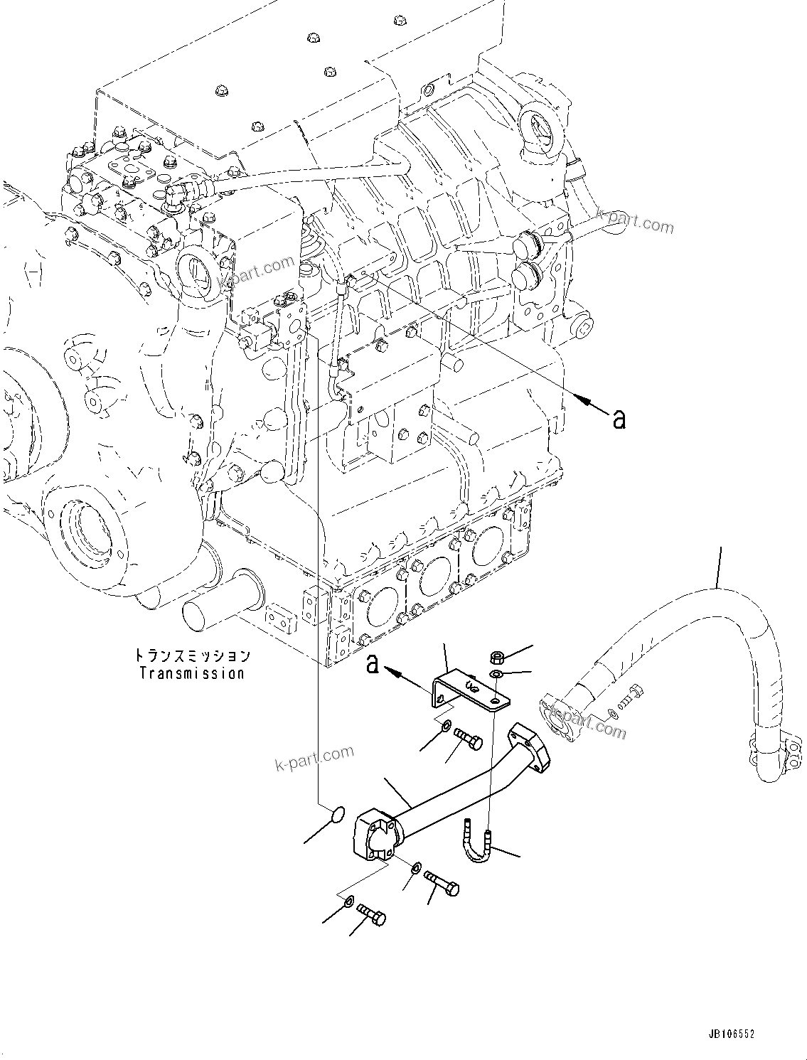 Komatsu parts book diagram for HD605-10 S/N 60001-UP: TORQUE CONVERTER AND TRANSMISSION, TORQUE CONVERTER PIPING(#60001-60002)