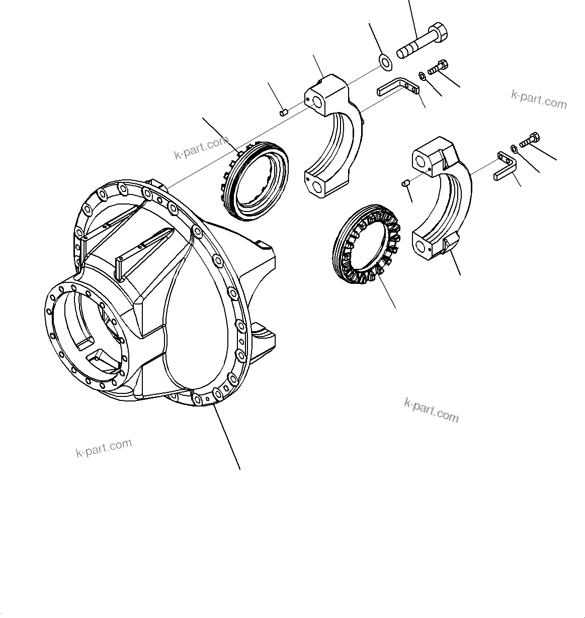 Komatsu parts book diagram for HD605-10 S/N 60001-UP: REAR AXLE, DIFFERENTIAL, CARRIER(#60001-)
