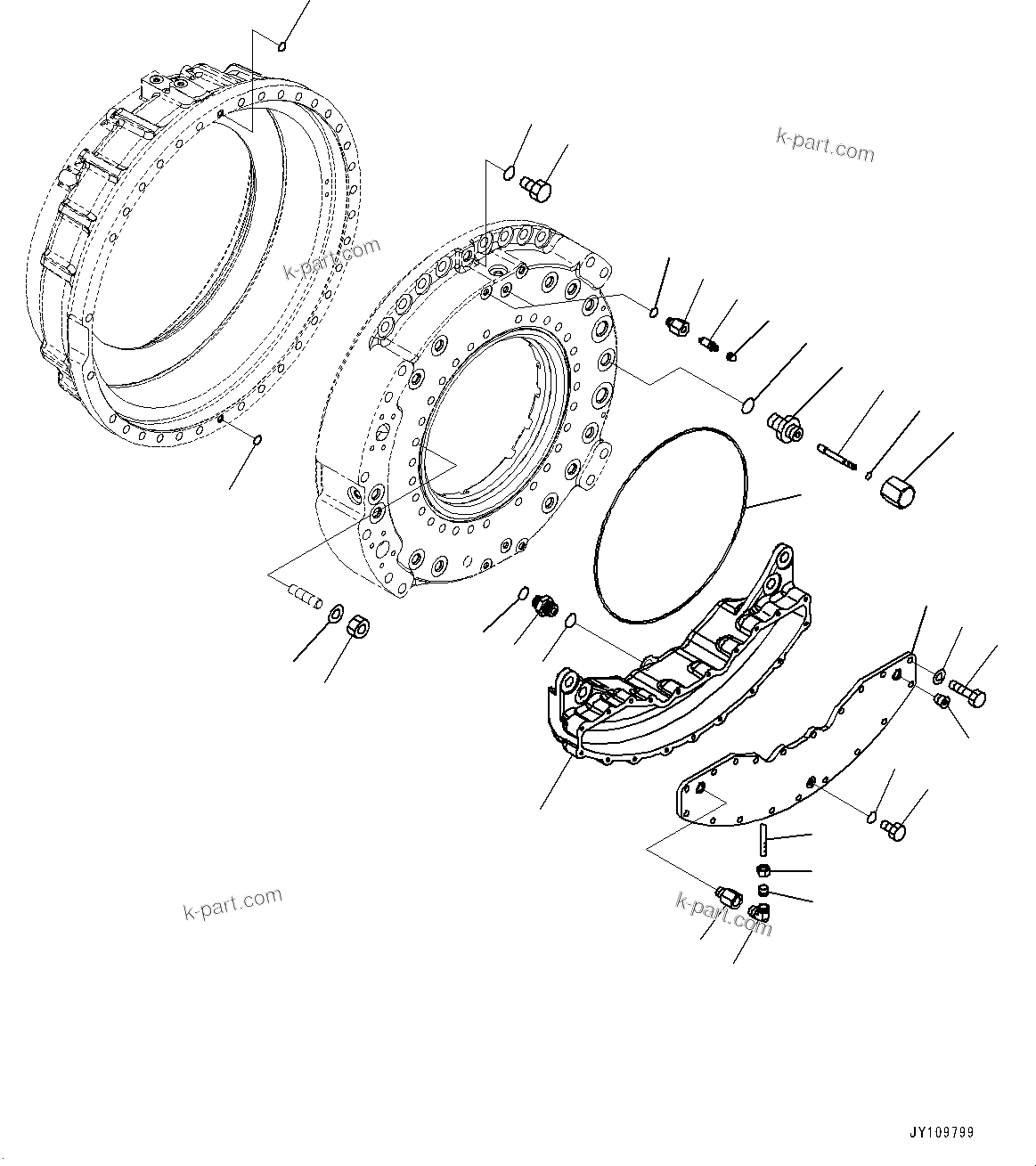 Komatsu parts book diagram for HD605-10 S/N 60001-UP: REAR AXLE, FINAL DRIVE, BRAKE RELATED PARTS, R.H.(#60001-)