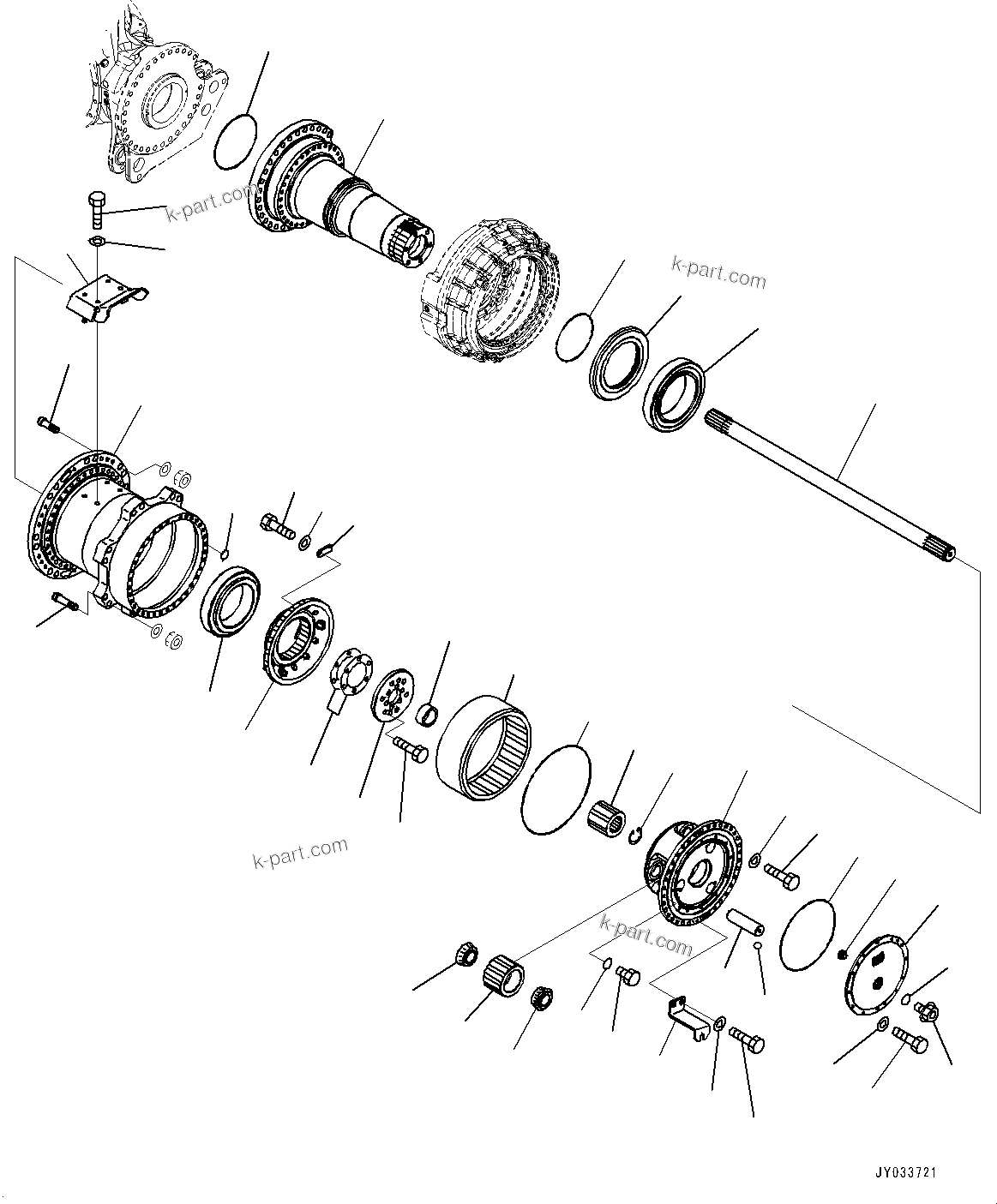 Komatsu parts book diagram for HD605-10 S/N 60001-UP: REAR AXLE, FINAL DRIVE L.H.(#60001-)