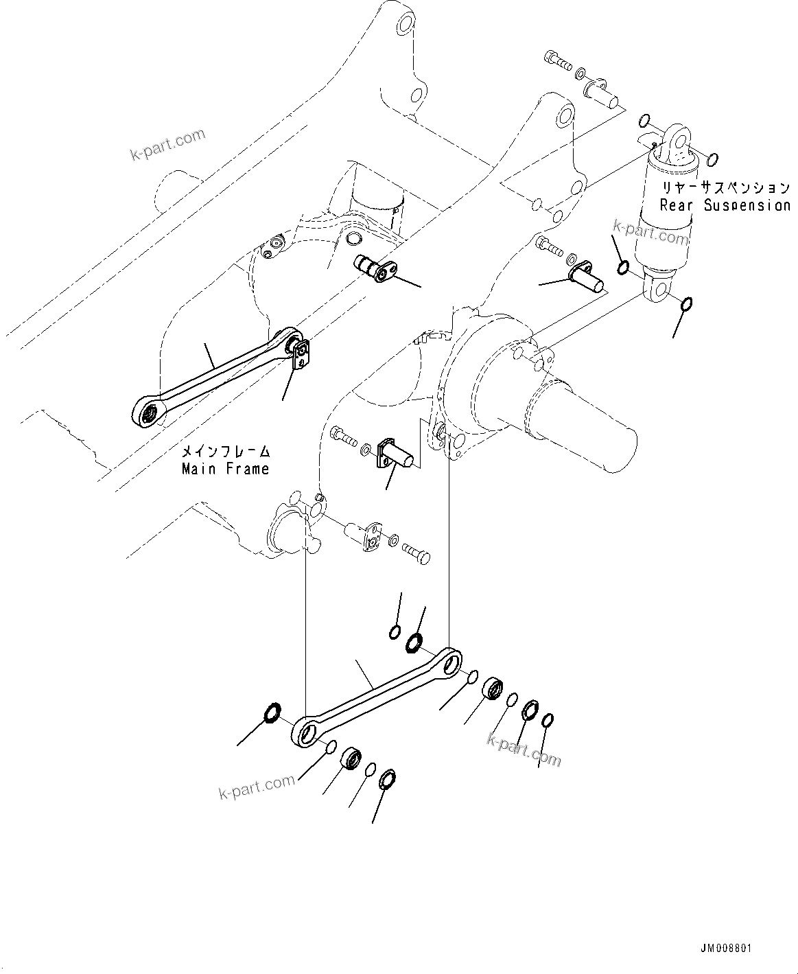 Komatsu parts book diagram for HD605-10 S/N 60001-UP: REAR AXLE, AXLE SUPPORT(#60001-)