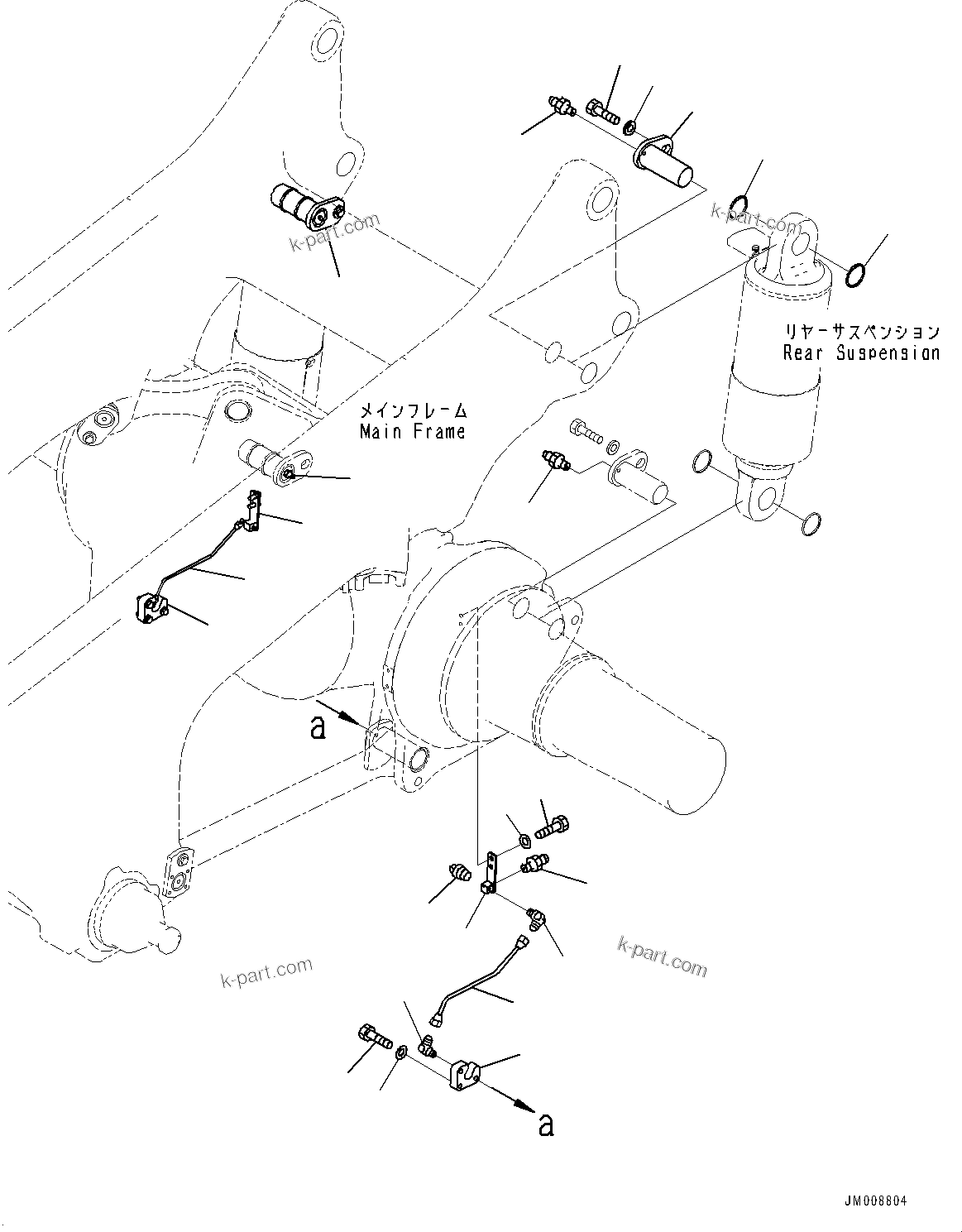 Komatsu parts book diagram for HD605-10 S/N 60001-UP: REAR AXLE, LUBRICATION PIPING(#60001-)