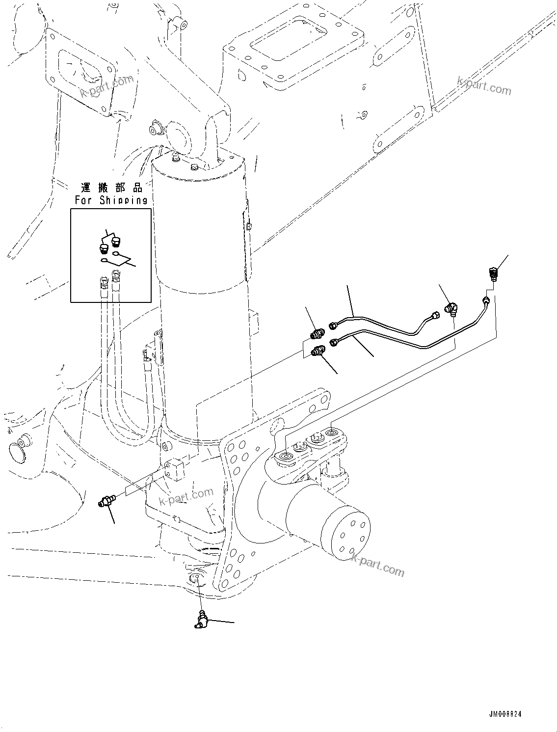 Komatsu parts book diagram for HD605-10 S/N 60001-UP: FRONT AXLE, FRONT AXLE PIPING, L.H.(#60001-)