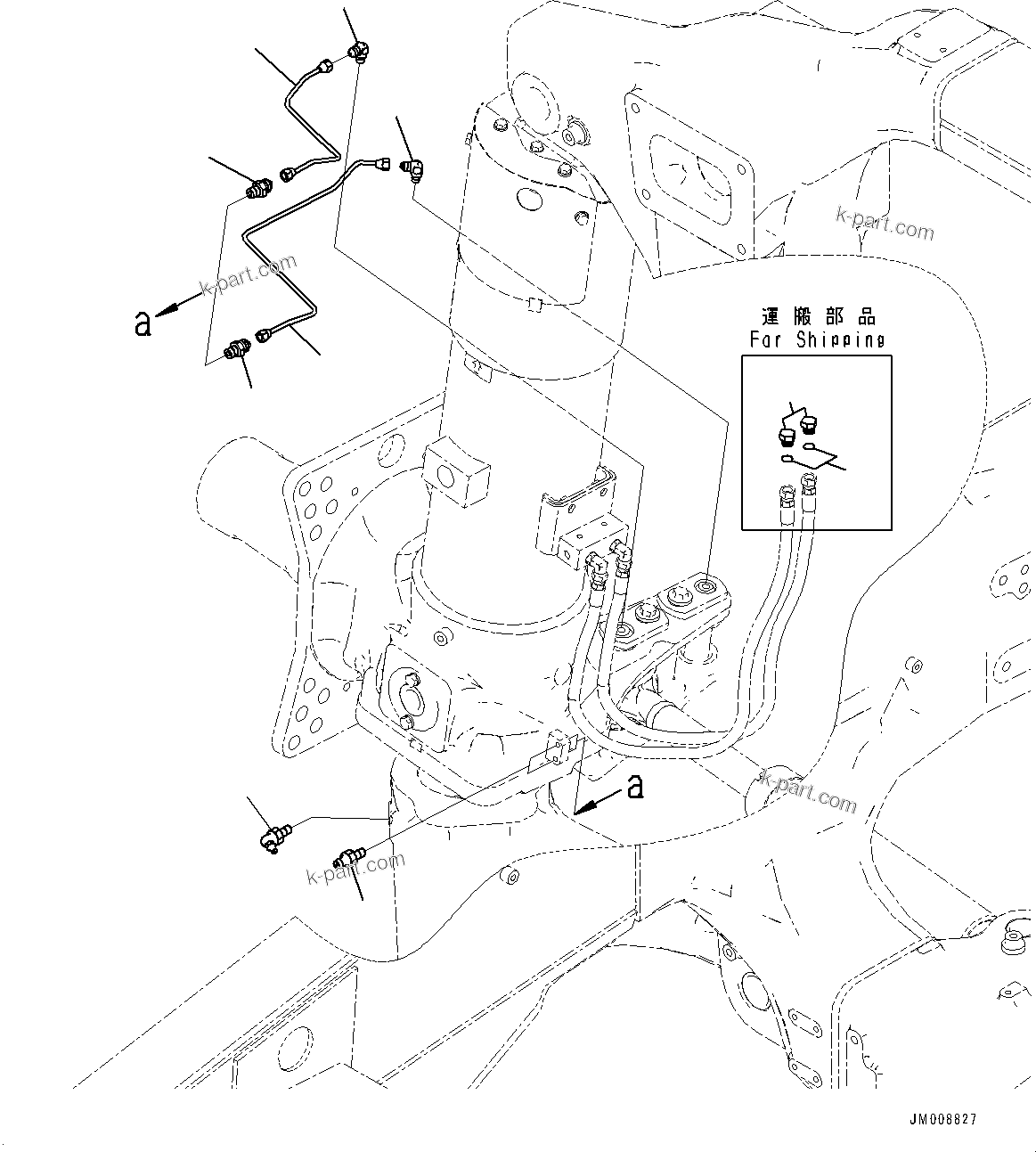 Komatsu parts book diagram for HD605-10 S/N 60001-UP: FRONT AXLE, FRONT AXLE PIPING, R.H.(#60001-)
