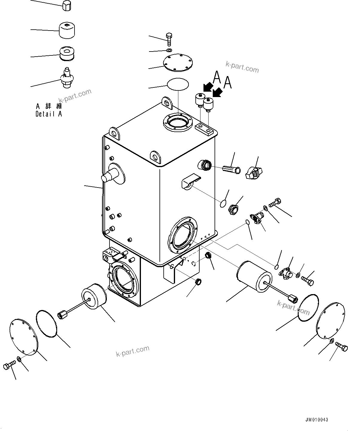 Komatsu parts book diagram for HD605-10 S/N 60001-UP: HYDRAULIC TANK, TANK(#60001-)