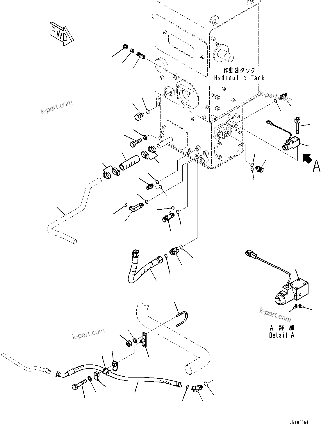 Komatsu parts book diagram for HD605-10 S/N 60001-UP: HYDRAULIC TANK, PIPING(#60001-)