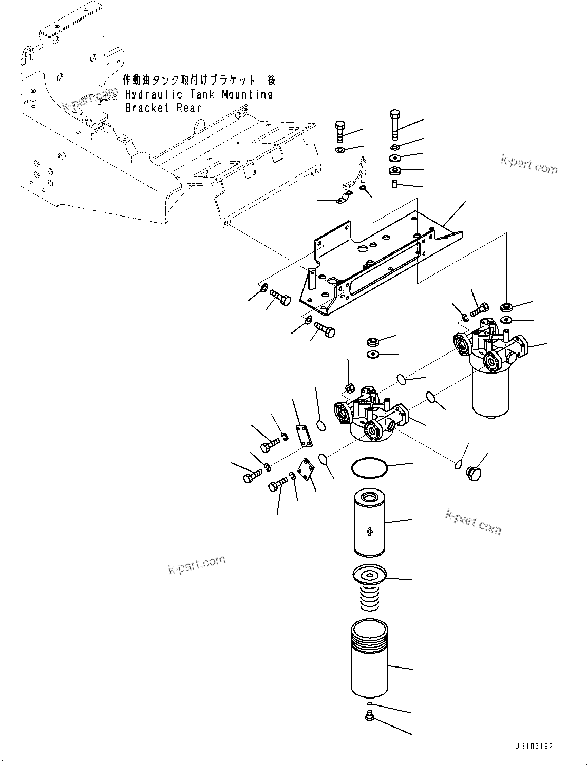 Komatsu parts book diagram for HD605-10 S/N 60001-UP: HYDRAULIC TANK, TRANSMISSION OIL FILTER (1/2)(#60001-)