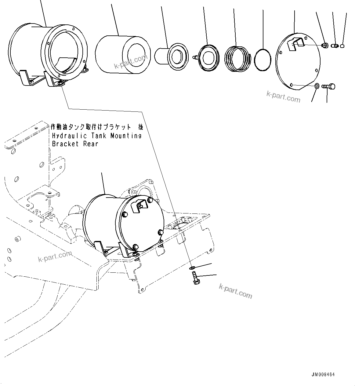 Komatsu parts book diagram for HD605-10 S/N 60001-UP: HYDRAULIC TANK, OIL FILTER(#60001-)