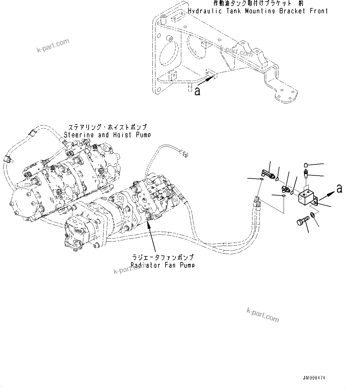 Komatsu parts book diagram for HD605-10 S/N 60001-UP: HYDRAULIC TANK, DRAIN BLOCK(#60001-60002)