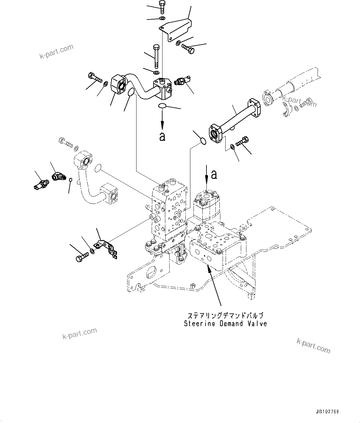 Komatsu parts book diagram for HD605-10 S/N 60001-UP: HYDRAULIC TANK, DEMAND VALVE PIPING (2/3)(#60001-)