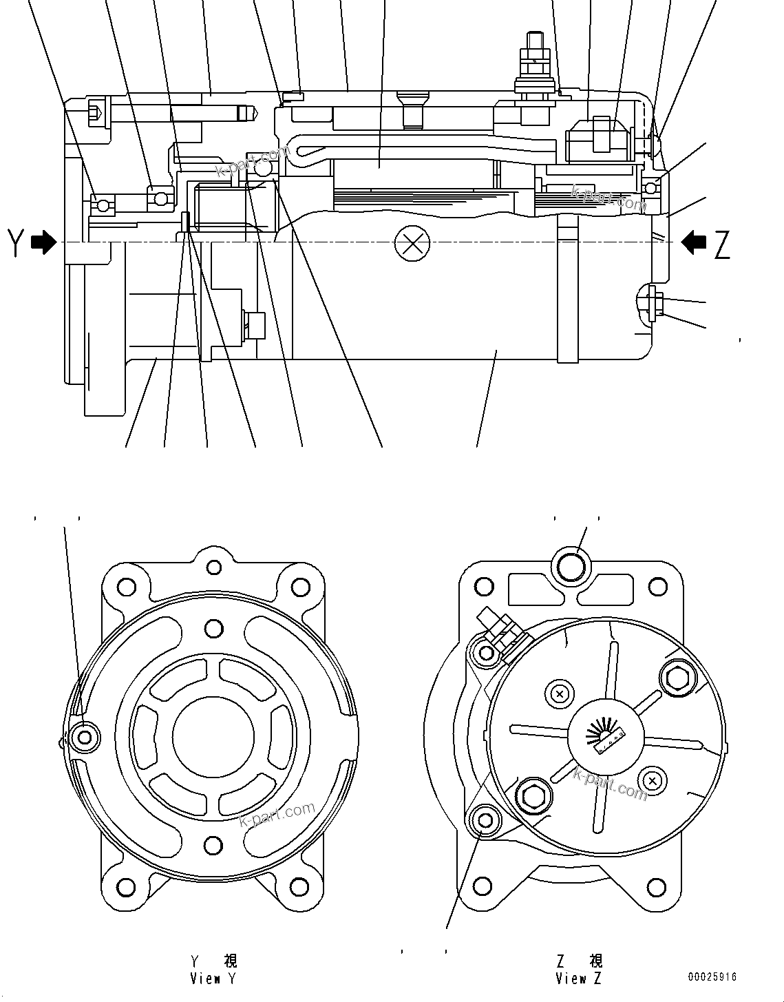 Komatsu parts book diagram for HD605-10 S/N 60001-UP: HYDRAULIC TANK, SECONDARY STEERING MOTOR(#60001-)