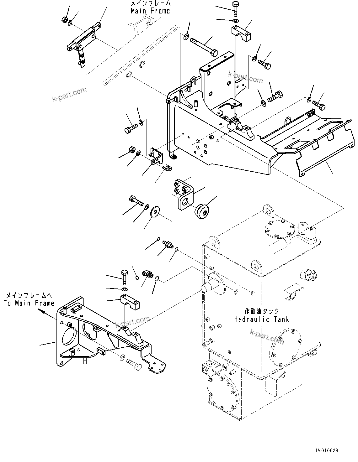 Komatsu parts book diagram for HD605-10 S/N 60001-UP: HYDRAULIC TANK, TANK MOUNTING(#60001-)