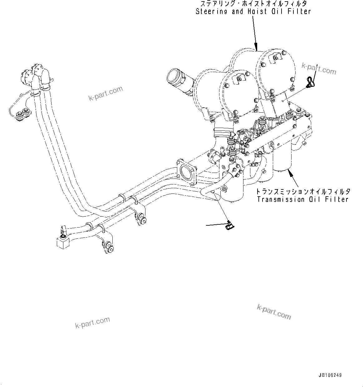 Komatsu parts book diagram for HD605-10 S/N 60001-UP: HYDRAULIC TANK, OIL SAMPLING POINTS(#60001-)