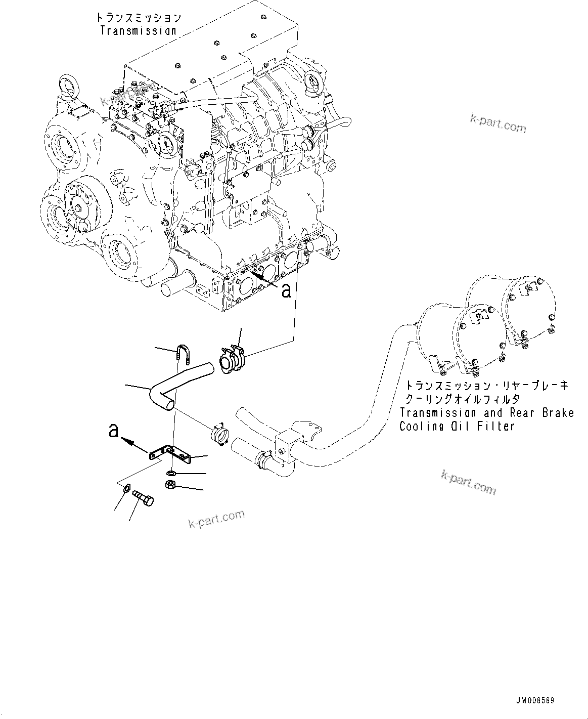 Komatsu parts book diagram for HD605-10 S/N 60001-UP: TRANSMISSION PIPING, PIPING (1/2)(#60003-)