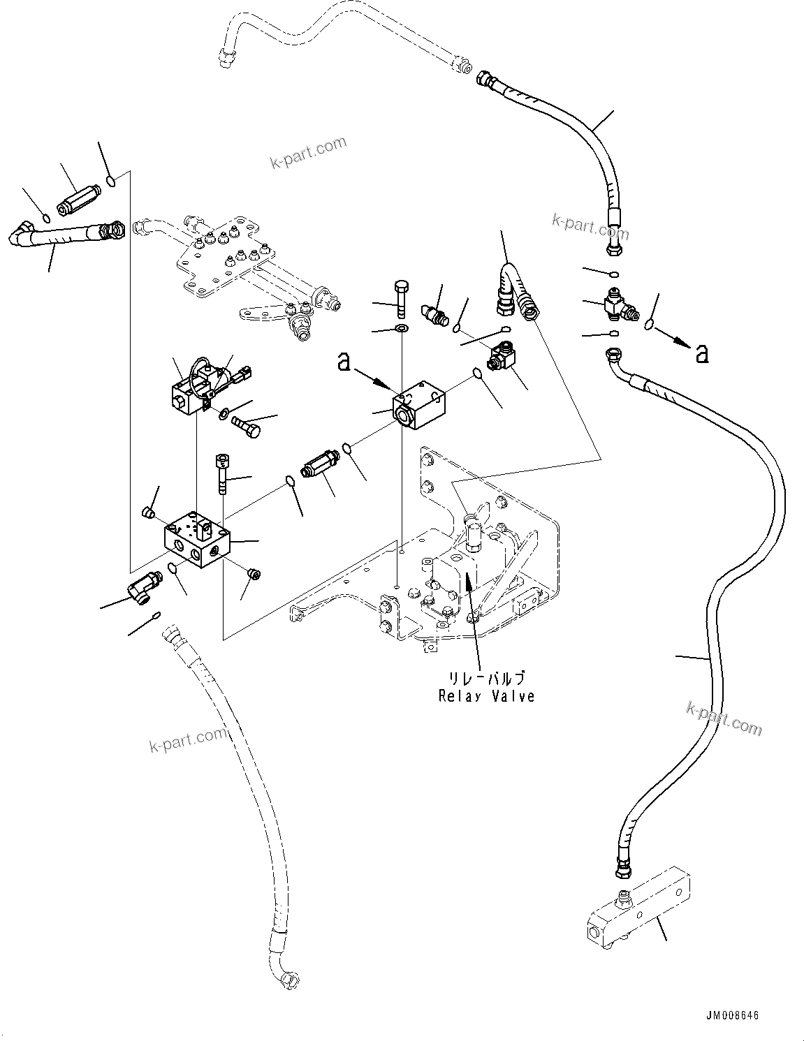 Komatsu parts book diagram for HD605-10 S/N 60001-UP: BRAKE PIPING, FRONT BRAKE CUT VALVE(#60001-)