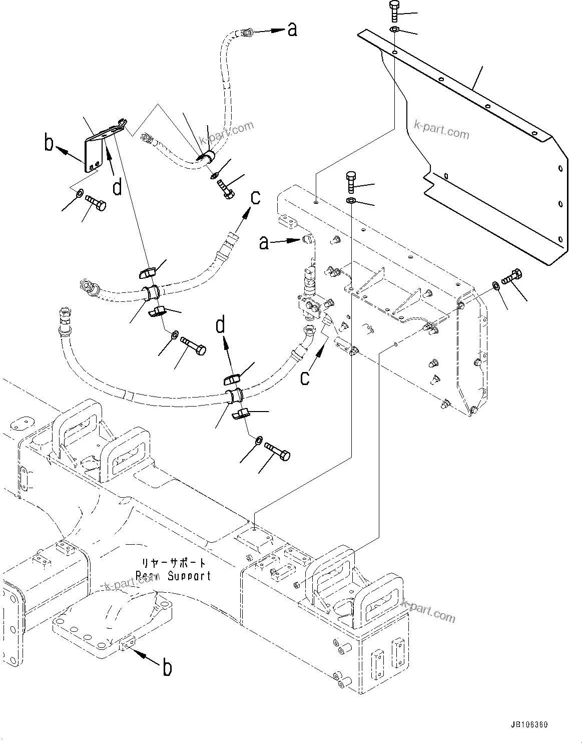 Komatsu parts book diagram for HD605-10 S/N 60001-UP: BRAKE PIPING, MOUNTING PARTS(#60001-)