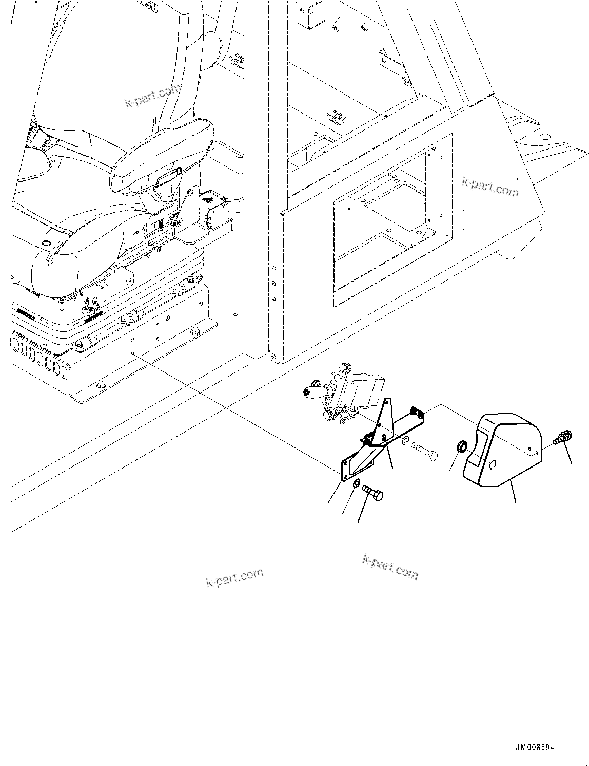 Komatsu parts book diagram for HD605-10 S/N 60001-UP: OPERATOR'S SEAT, DUMP LEVER BRACKET(#60001-)