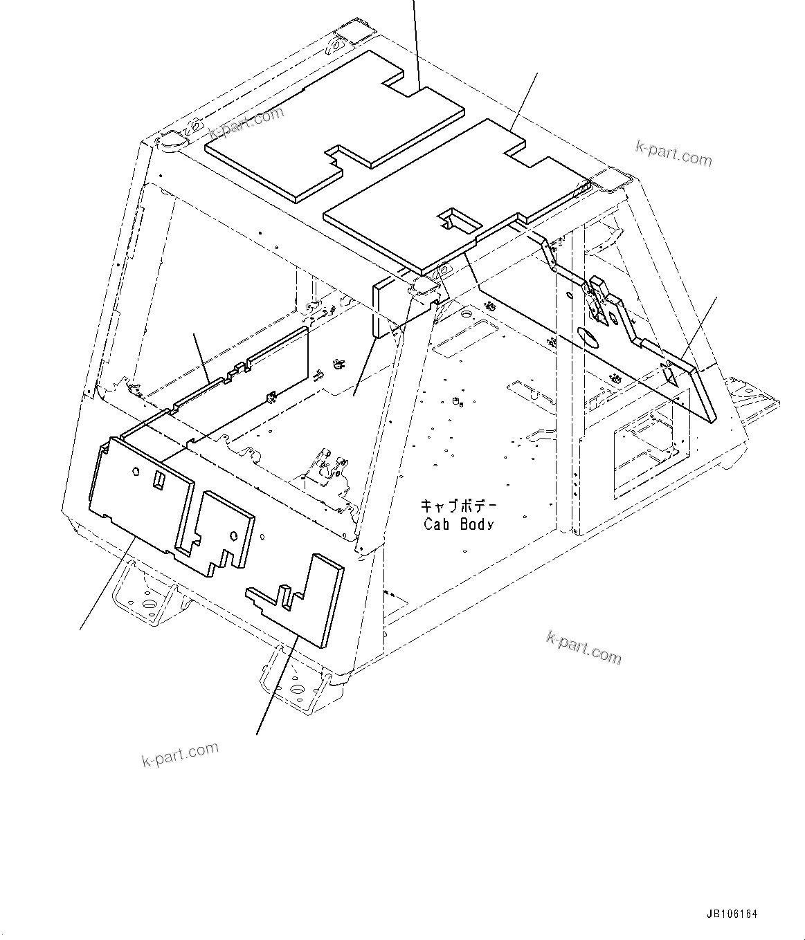 Komatsu parts book diagram for HD605-10 S/N 60001-UP: CAB, SHEET(#60001-)