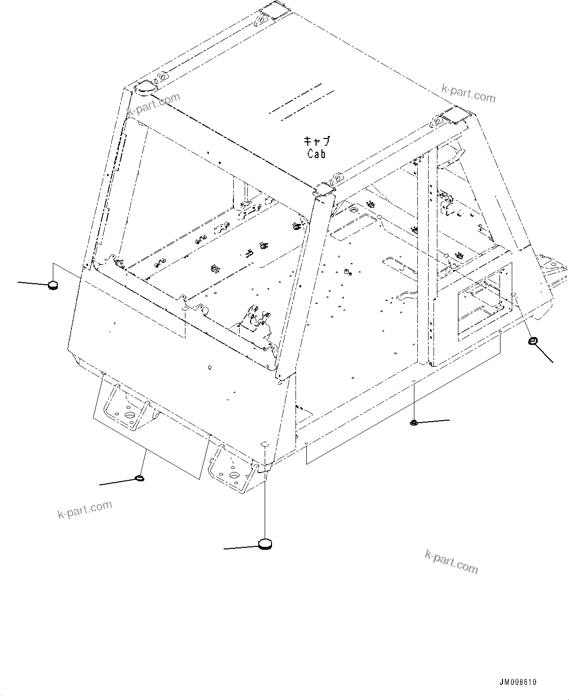 Komatsu parts book diagram for HD605-10 S/N 60001-UP: CAB, CAP(#60001-)