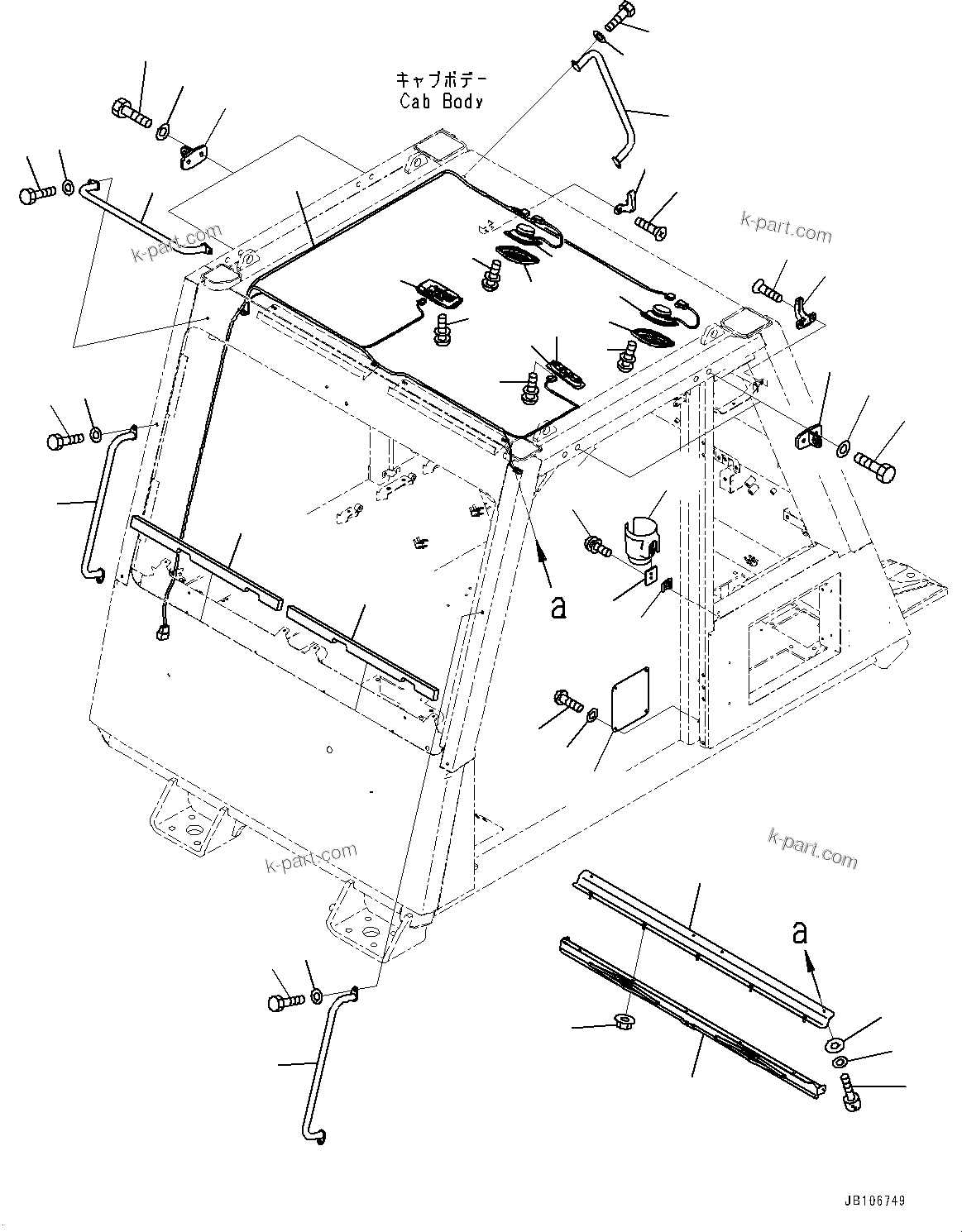 Komatsu parts book diagram for HD605-10 S/N 60001-UP: CAB, ACCESSORY PARTS(#60003-)