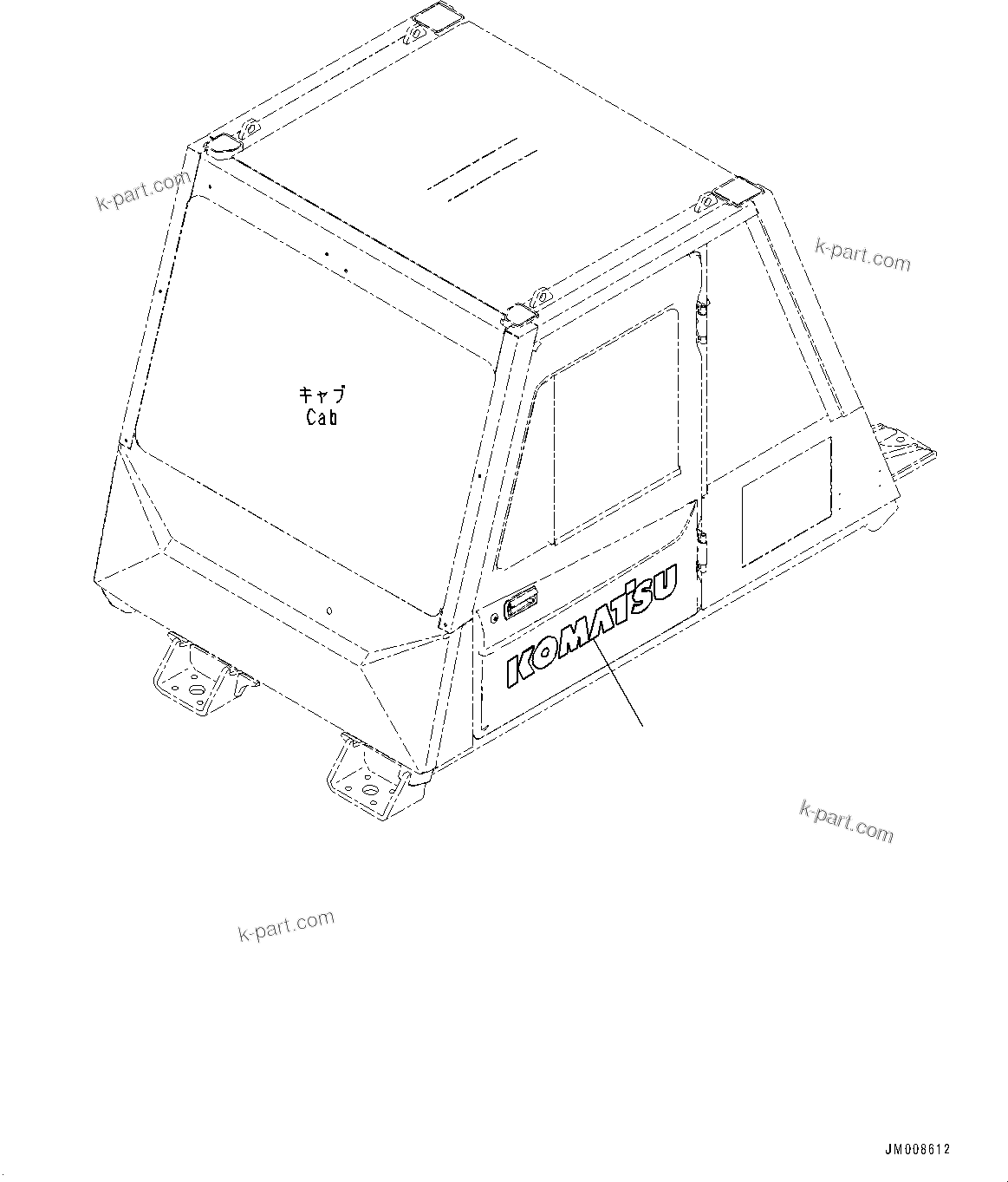 Komatsu parts book diagram for HD605-10 S/N 60001-UP: CAB, KOMATSU MARK(#60001-)