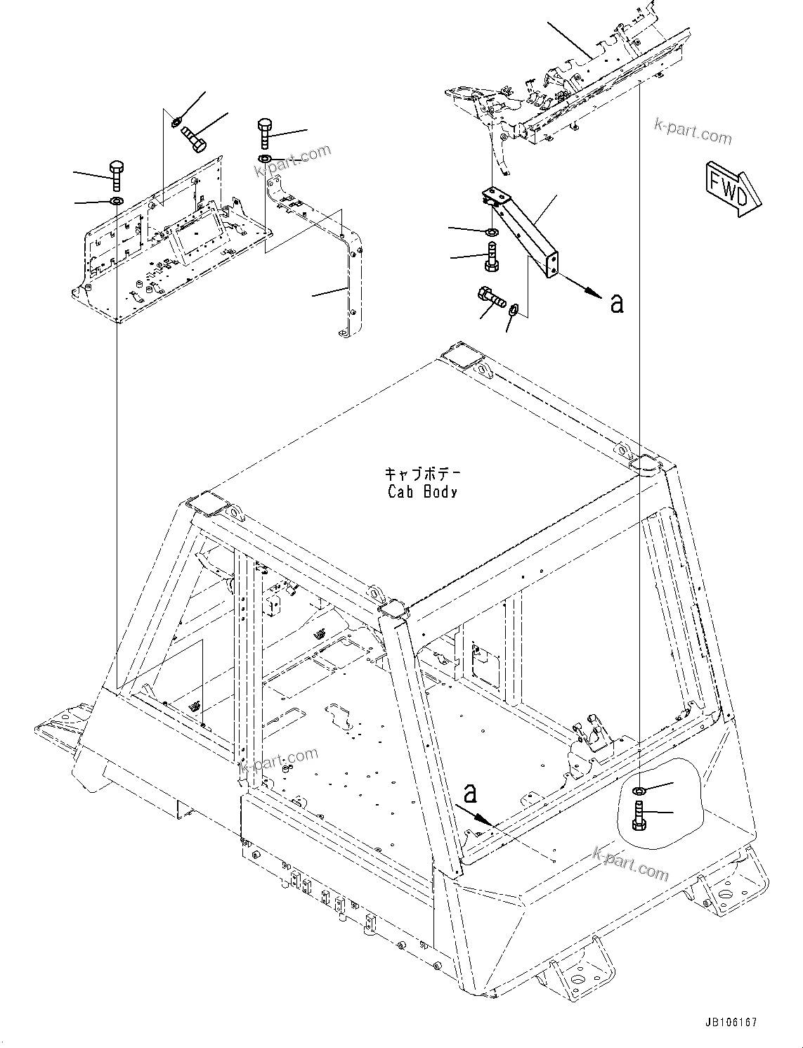 Komatsu parts book diagram for HD605-10 S/N 60001-UP: CAB, DASHBOARD MOUNTING(#60001-)