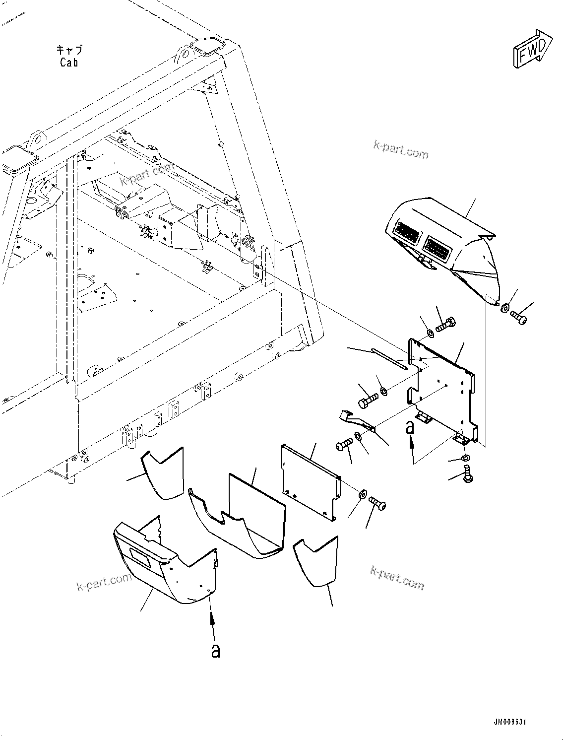 Komatsu parts book diagram for HD605-10 S/N 60001-UP: CAB, BOX(#60001-)