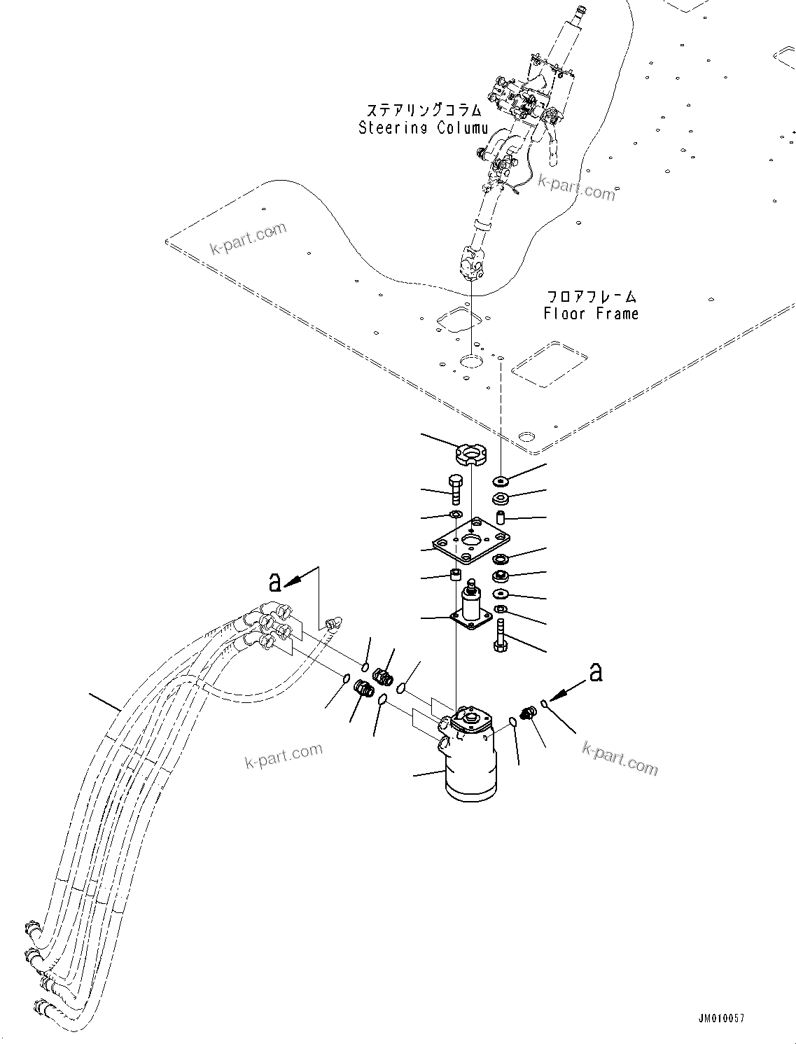Komatsu parts book diagram for HD605-10 S/N 60001-UP: CAB, ORBITROL VALVE(#60001-)