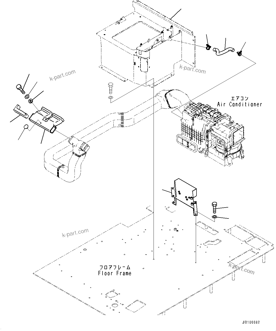 Komatsu parts book diagram for HD605-10 S/N 60001-UP: CAB, AIR CONDITIONER DUCT (2/2)(#60001-)