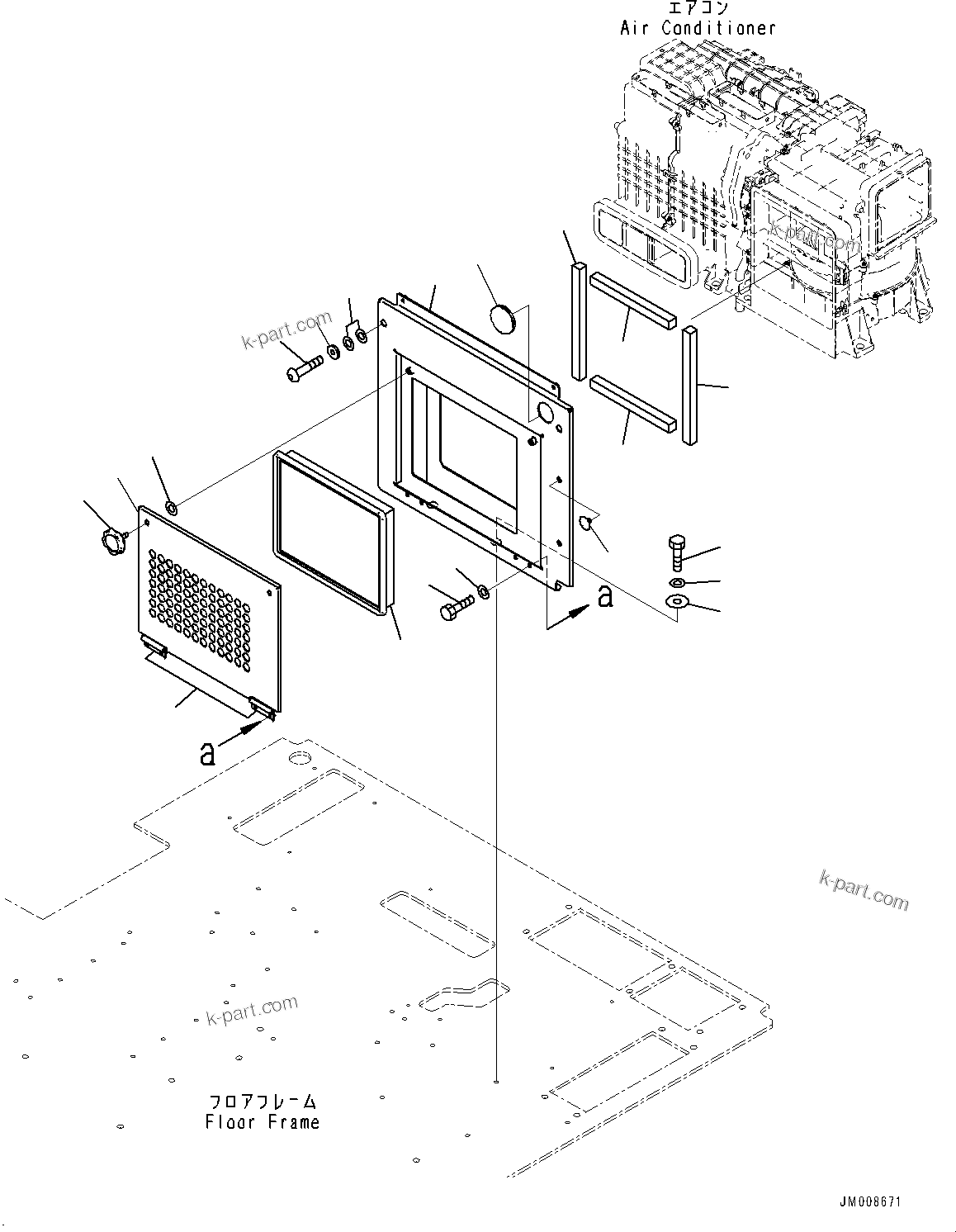 Komatsu parts book diagram for HD605-10 S/N 60001-UP: CAB, AIR CONDITIONER RECIRCULATION AIR FILTER(#60001-)