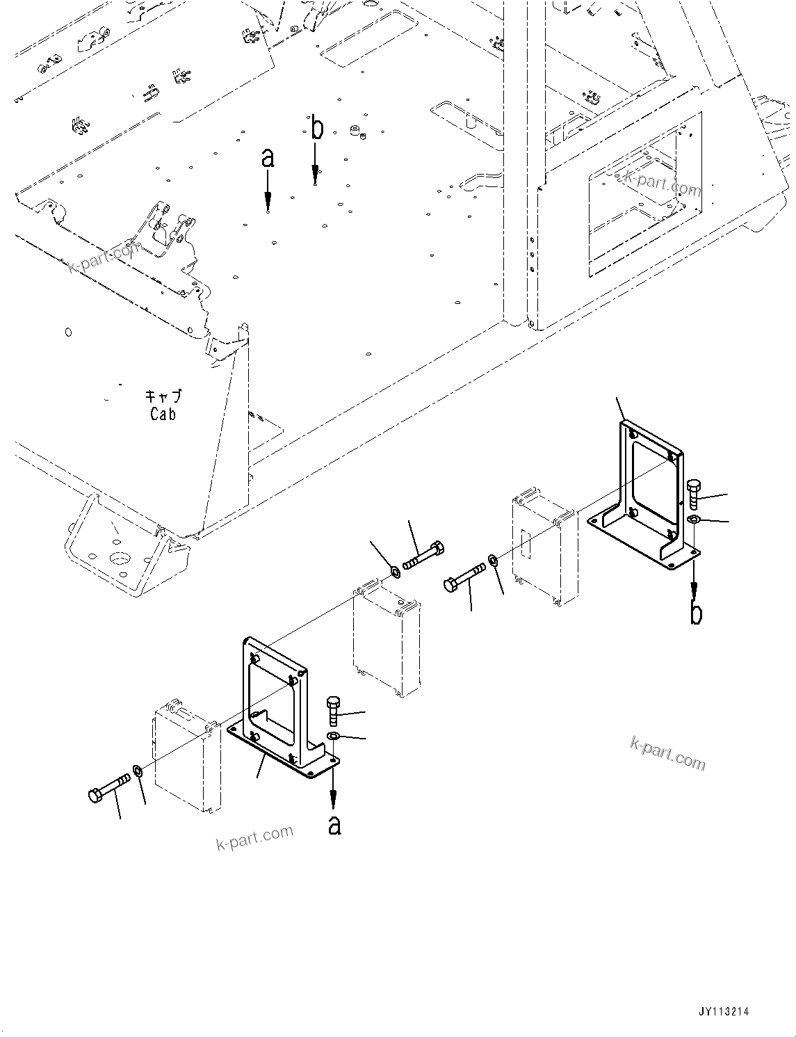 Komatsu parts book diagram for HD605-10 S/N 60001-UP: CAB, CONTROLLER MOUNTING BRACKET(#60001-)