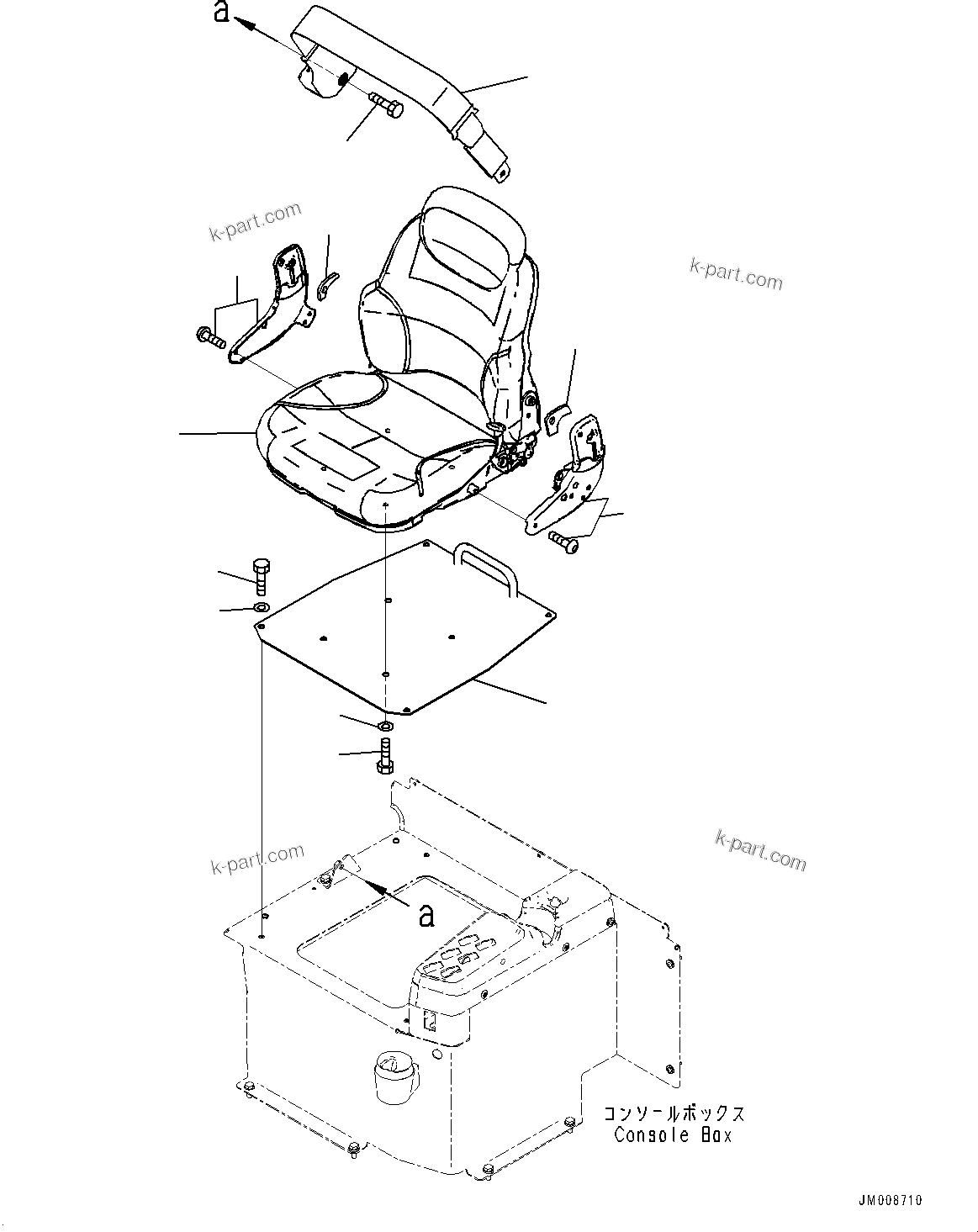 Komatsu parts book diagram for HD605-10 S/N 60001-UP: CAB, AUXILIARY SEAT(#60001-)