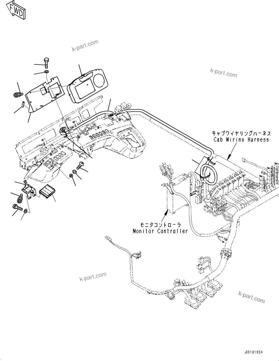 Komatsu parts book diagram for HD605-10 S/N 60001-UP: CAB, MAIN MONITOR(#60001-)