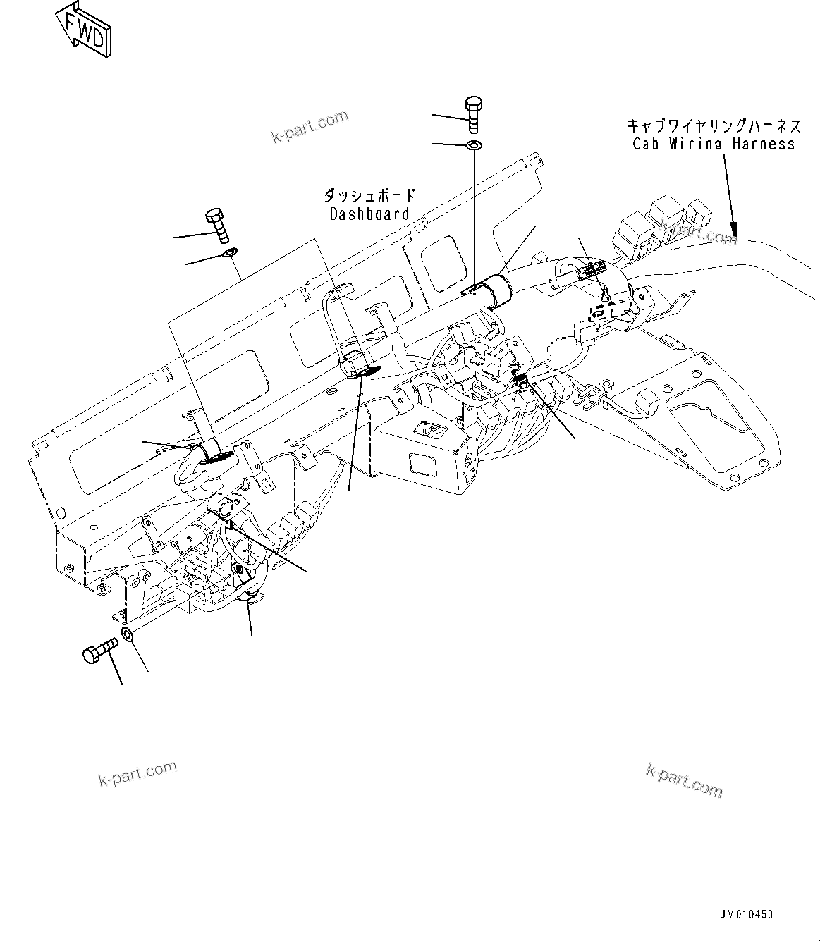 Komatsu parts book diagram for HD605-10 S/N 60001-UP: CAB, WIRING HARNESS MOUNTING (3/3)(#60001-)