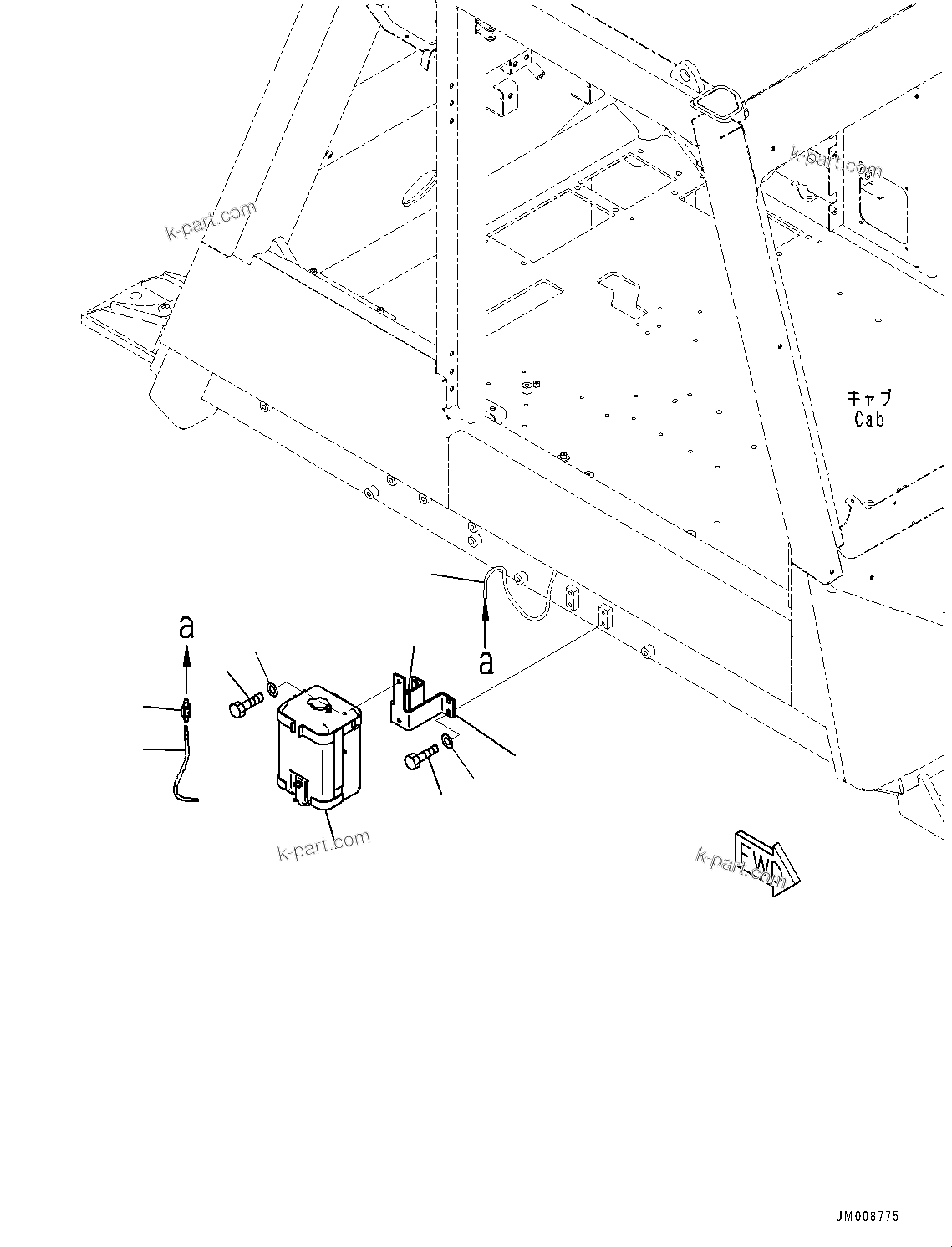Komatsu parts book diagram for HD605-10 S/N 60001-UP: CAB, WASHER TANK(#60001-)
