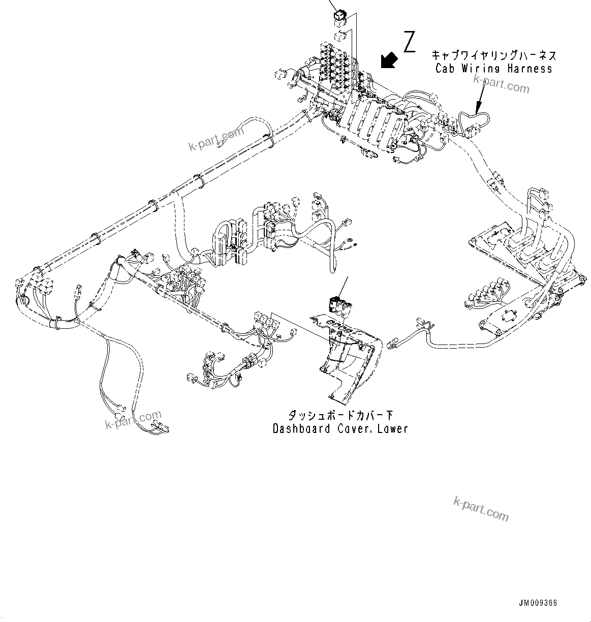 Komatsu parts book diagram for HD605-10 S/N 60001-UP: CAB OPTION SWITCH, FOG LAMP(#60001-)