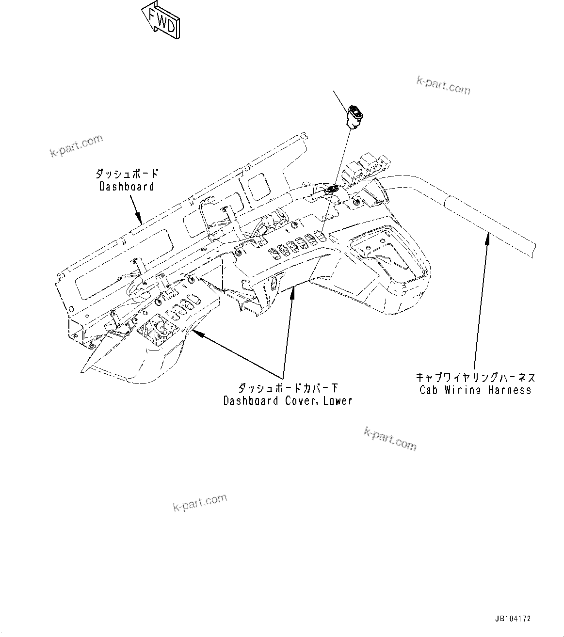 Komatsu parts book diagram for HD605-10 S/N 60001-UP: CAB OPTION SWITCH, POWER MODE SELECTOR SWITCH(#60001-)