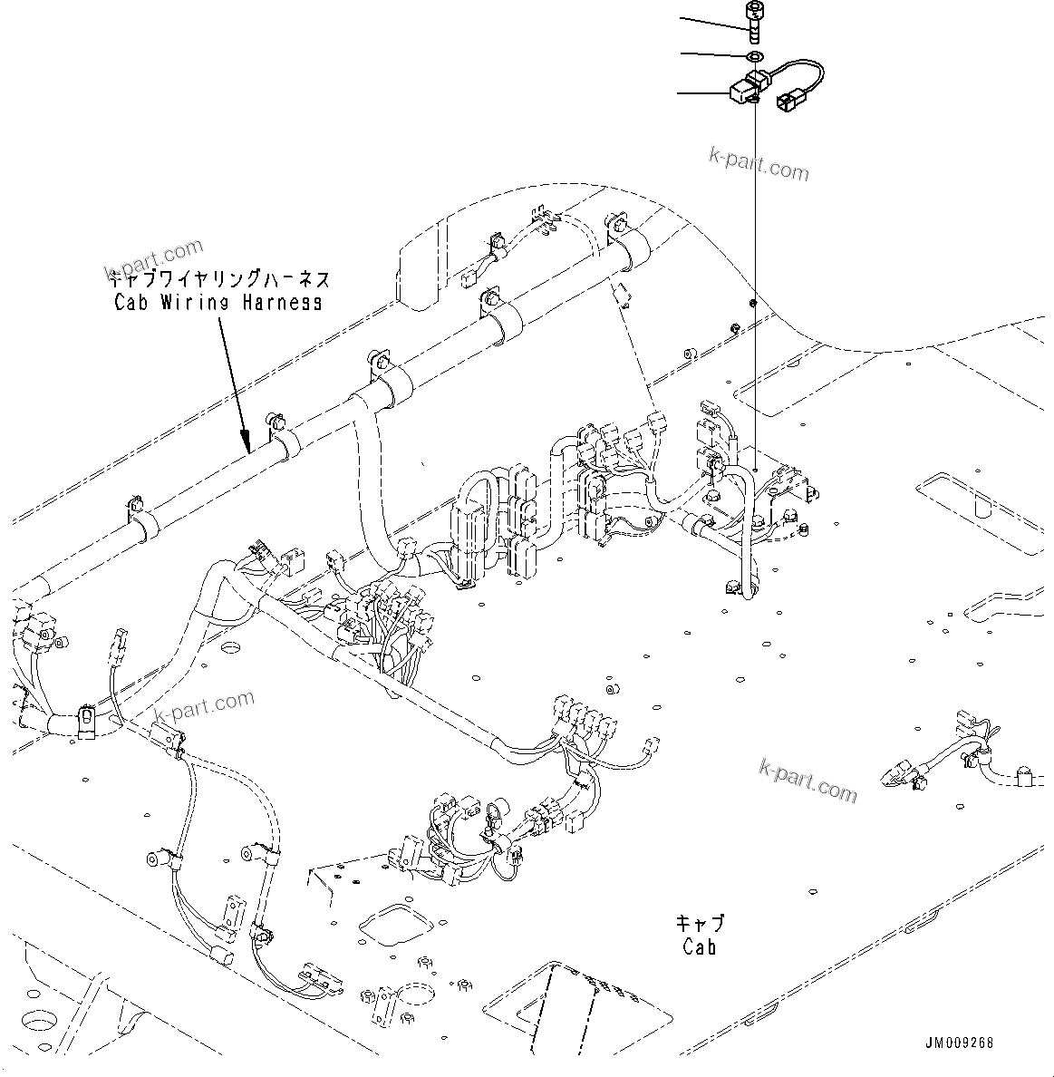 Komatsu parts book diagram for HD605-10 S/N 60001-UP: CAB OPTION SWITCH, KTCS ACCELERATION SENSOR(#60001-)